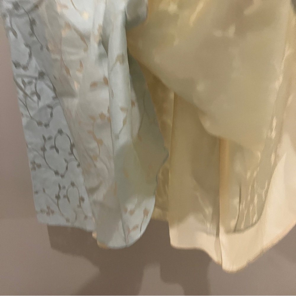 J.Jill Burnout Linen Blend Floral Overlay Midi Faux Wrap Skirt Blue Cream Size 8 - Picture 7 of 16